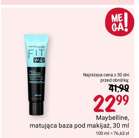 Baza matte + poreless Maybelline fit me! promocja