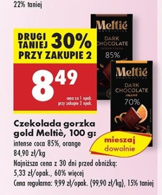 Czekolada gorzka 85 % Meltie promocja