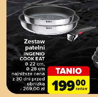 Patelnie ingenio: 22 + 26 cm z rączką Tefal promocja w Carrefour