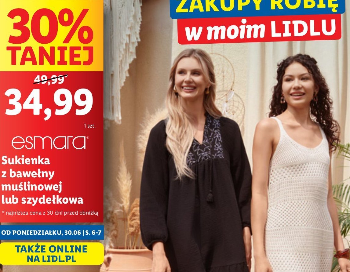 Sukienka muślinowa midi Esmara promocja w Lidl