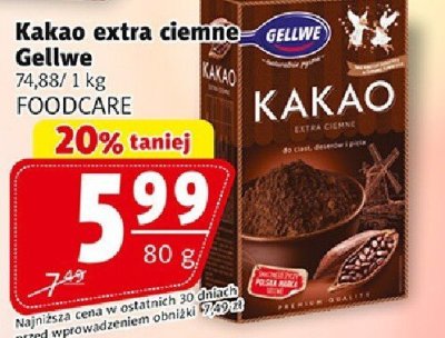 Kakao extra ciemne Gellwe promocja w Prim Market