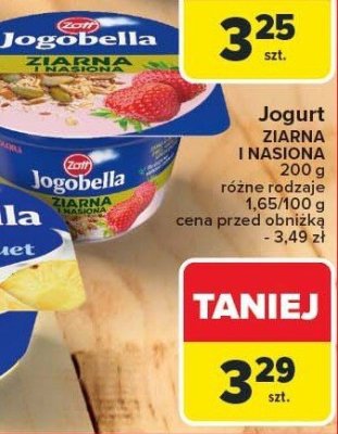 Jogurt Jogobella ziarna i nasiona, różne rodzaje Zott promocja w Carrefour