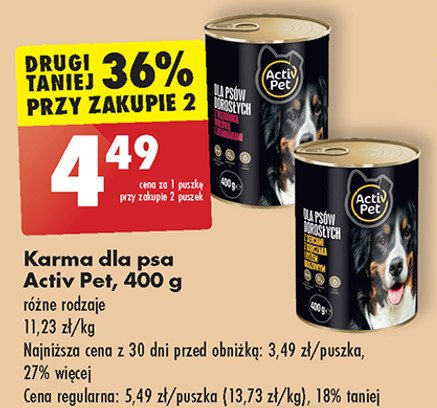 Karma dla psa z wątróbką wołową i ziemniakami Activ pet promocja