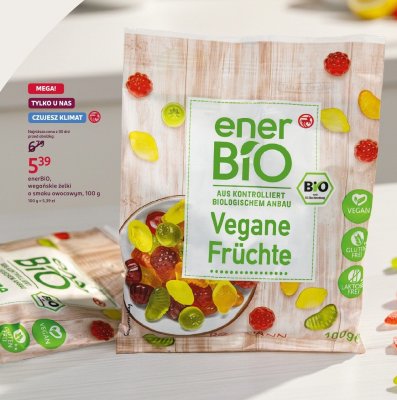 Żelki wegańskie enerBIO o smaku owocowym, 100 g promocja w Rossmann