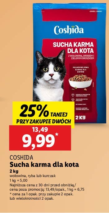Karma dla kota z wołowiną Coshida promocja w Lidl