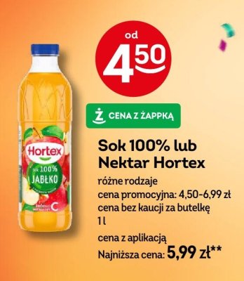 Sok 100% lub Nektar Hortex różne rodzaje promocja w Żabka