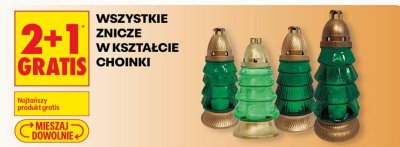 Znicze w kształcie choinki wszystkie rodzaje 2+1 GRATIS promocja w Biedronka