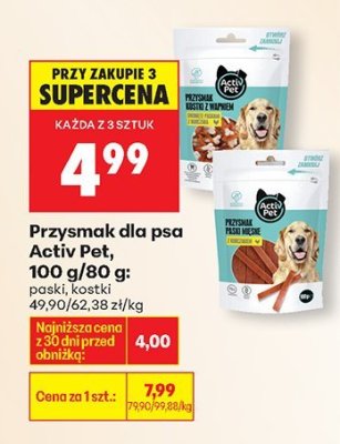 Przysmak dla psa Activ Pet, 100 g/80 g: paski, kostki promocja w Biedronka