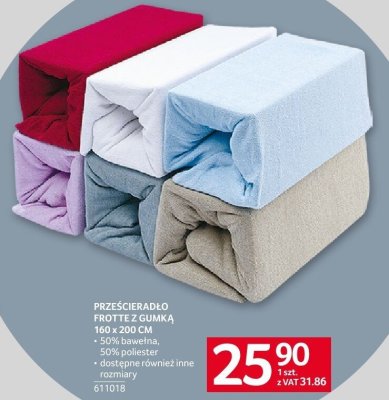 Prześcieradło Frotte z gumką 160 x 200 cm promocja w Selgros