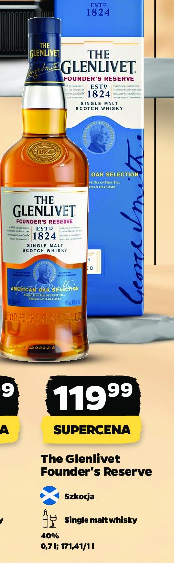 Whisky karton The glenlivet founder's reserve promocja w Netto