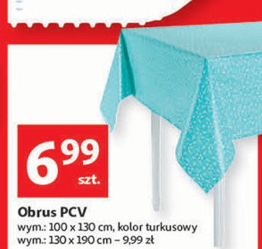 Obrus pcv 100 x 130 cm turkusowy promocja