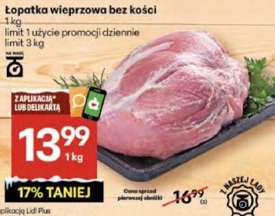 Łopatka wieprzowa bez kości 1kg promocja w Delikatesy Centrum