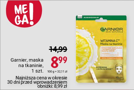 Maska witamina c kwas hialuronowy Garnier skin naturals promocja