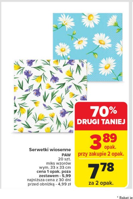 Serwetki wiosenne krokusy Paw promocja w Carrefour