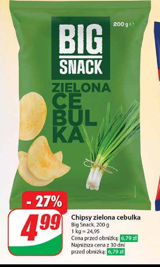 Chipsy zielona cebulka Big snack promocja