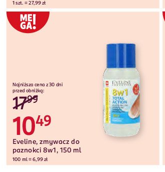 Ekspresowy zmywacz do paznokci 8w1 total action Eveline nail therapy professional promocja w Rossmann