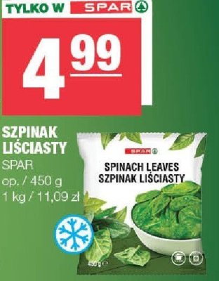 Szpinak liściasty SPAR promocja w SPAR