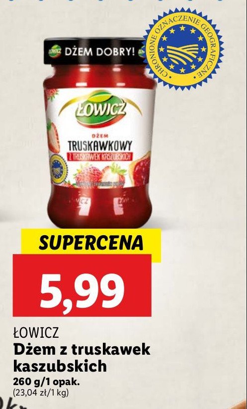 Dżem truskawka kaszubska Łowicz promocja w Lidl