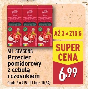 Przecier pomidorowy z cebulą i czosnkiem All seasons promocja w Aldi
