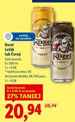 Piwo Kozel Ležák lub Černý promocja w Lidl
