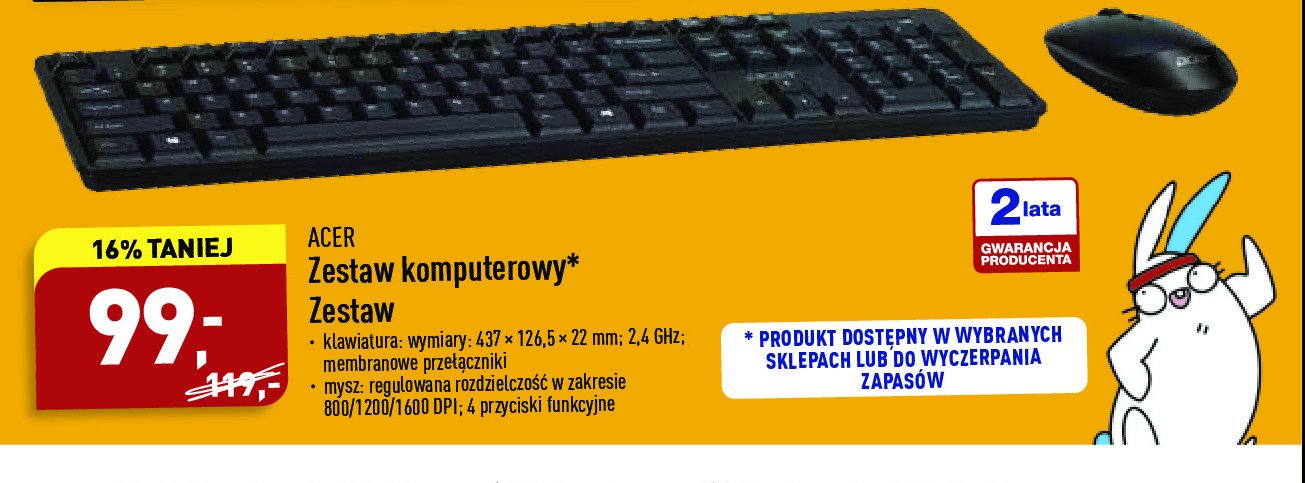 Zestaw klawiatura + mysz Acer promocja