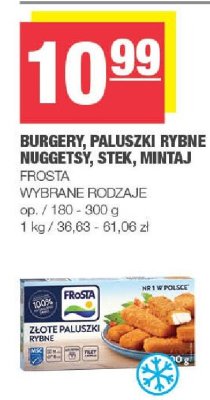 Burgery, paluszki rybne nuggetsy, stek, mintaj frosta wybrane rodzaje promocja w SPAR