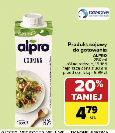 Napój sojowy do gotowania Alpro cooking promocja w Carrefour