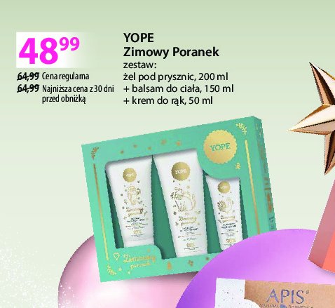 Zestaw w pudłku zimowy poranek żel pod prysznic 200 ml + balsam do ciała 150 ml + krem do rąk 50 ml Yope zestaw promocja