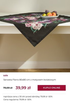 Serweta Flerro 80x80 cm z motywem kwiatowym promocja w home&you