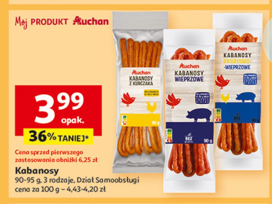 Kabanosy wieprzowe Auchan promocja w Auchan