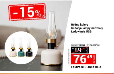 Lampa stołowa Olia - imitacja lampy naftowej, ładowanie USB, różne kolory promocja w Merkury Market