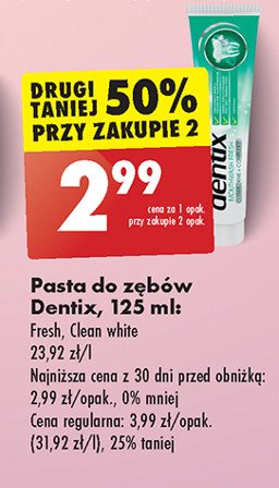 Pasta do zębów mouthwash fresh Dentix promocja w Biedronka