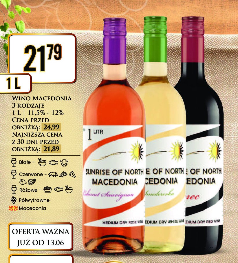 Wino Sunrise of north macedonia promocja w Dino