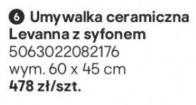 Umywalka ceramiczna Levanna z syfonem promocja w Castorama