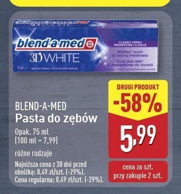 Pasta do z臋b贸w classic Blend-a-med 3d white promocja