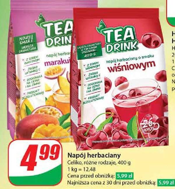 Hebrata o smaku marakui i mango CELIKO NATURA TEA DRINK promocja