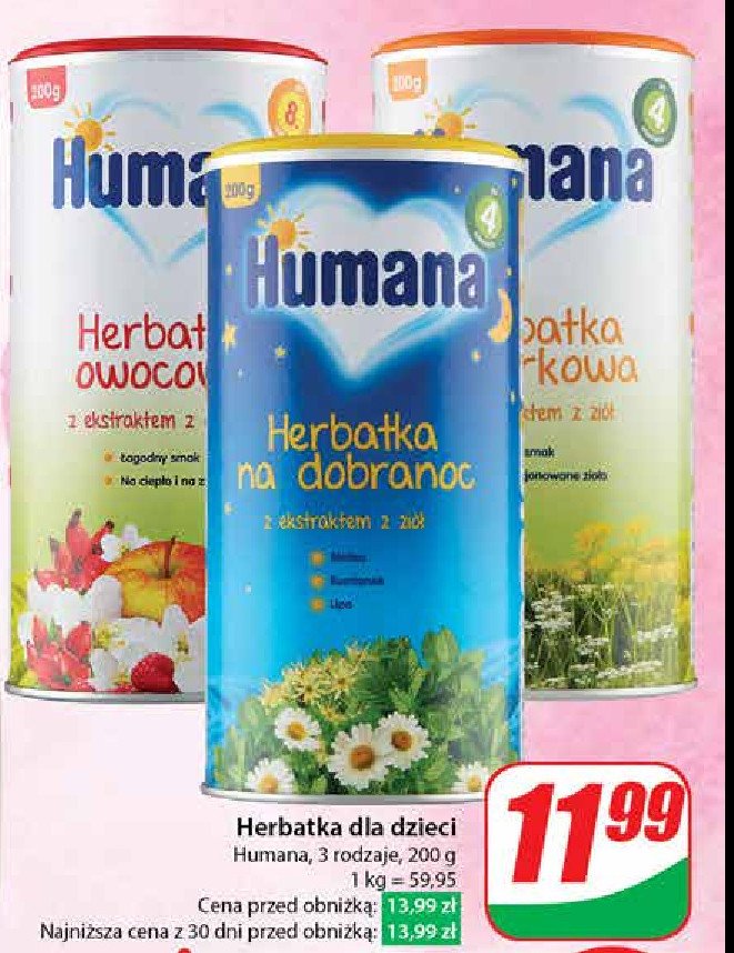 Herbatka dla dzieci owocowa po 8 miesiącu Humana promocja