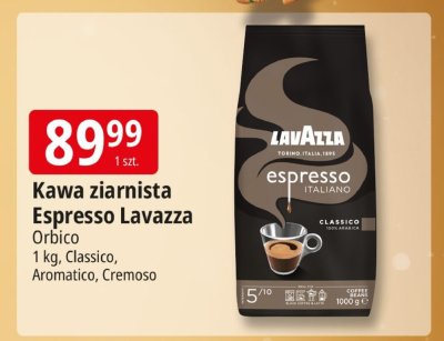 Kawa ziarnista Espresso Lavazza Orbico Classico, Aromatico, Cremoso promocja w Leclerc