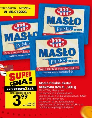 Masło Polskie ekstra Mlekovita 82%, 200 g promocja w Twój Market
