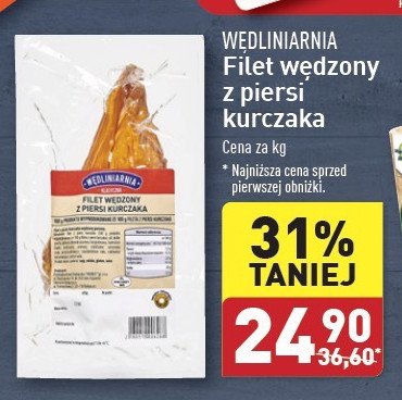 Filet wędzony z piersi kurczaka Wędliniarnia classic promocja w Aldi