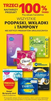 Podpaski, wkładki i tampony wszystkie rodzaje promocja w Kaufland