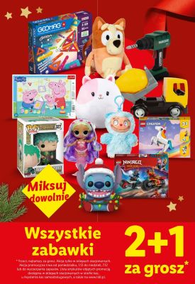 Zabawki wszystkie rodzaje 2+1 za grosz promocja w Lidl