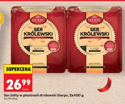 Ser żółty w plastrach Królewski Sierpc, 2x400 g promocja w Biedronka