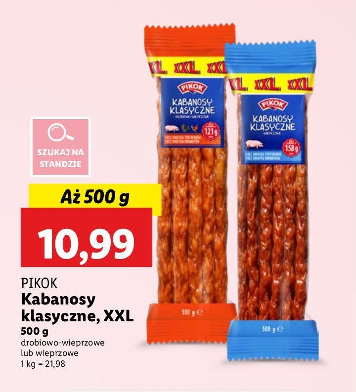 Kabanosy drobiowo-wieprzowe xxl Pikok promocja