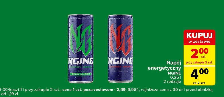 Napój zero sugar N-gine promocja