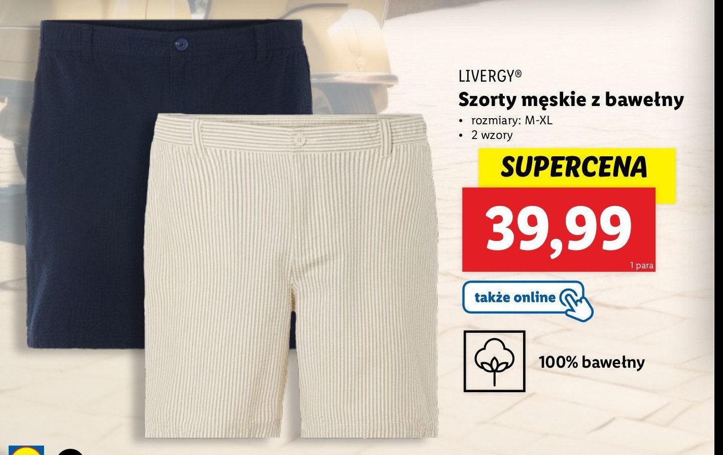 Szorty męskie m-xl Livergy promocja