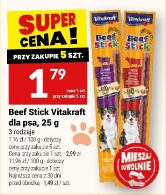 Beef Stick Vitakraft dla psa 25 g promocja w Twój Market