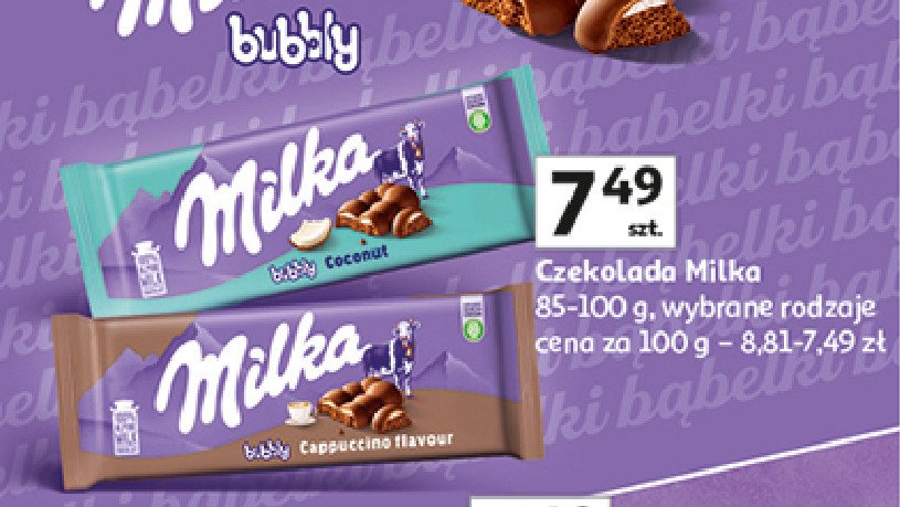 Czekolada kokosowa Milka bubbly promocja w Auchan