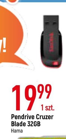 Pendrive 32gb czarno-czerwony SANDISK CRUZER EDGE promocja