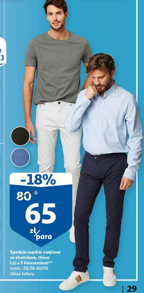Spodnie z 5 kieszeniami 28/38-40/50 Auchan inextenso promocja
